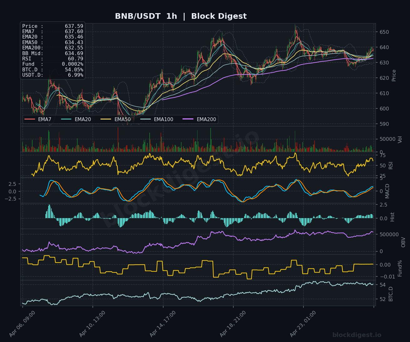 BNB/USDT 1h Chart