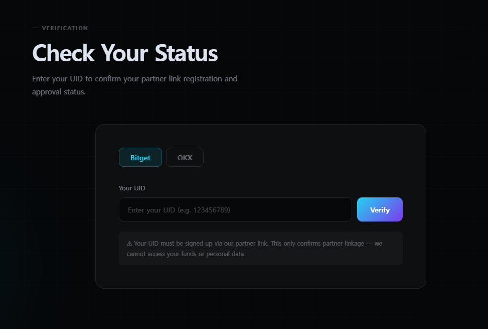 PartnerX UID verification — Check Your Status