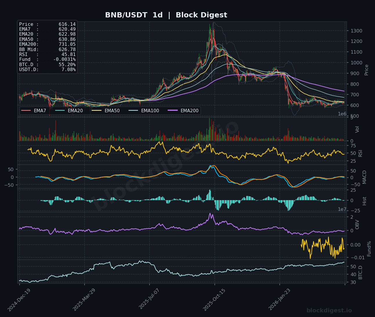 BNB/USDT Daily Chart — Block Digest