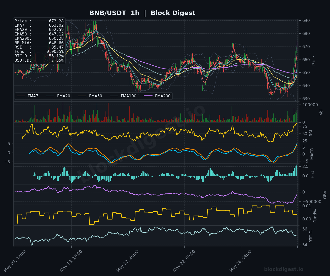 BNB/USDT 1-Hour Chart — Block Digest