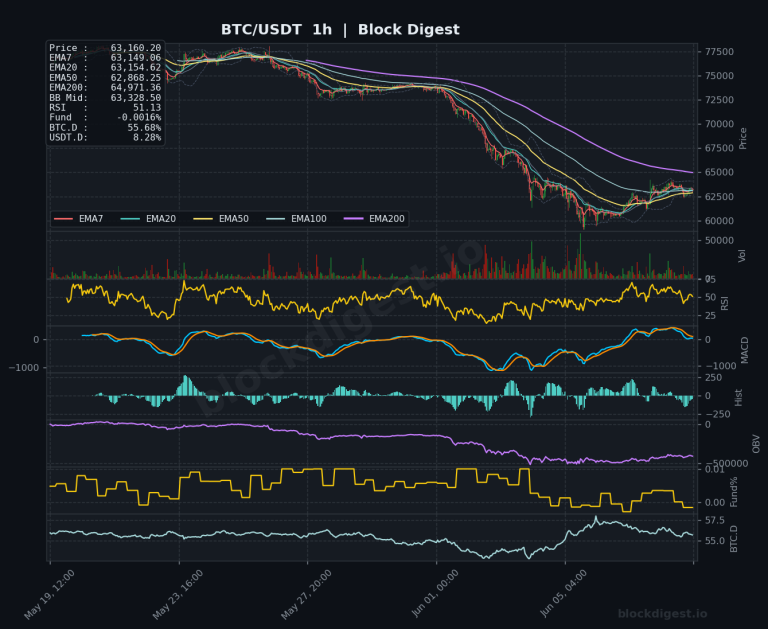 BTC/USDT 1-Hour Chart — Block Digest
