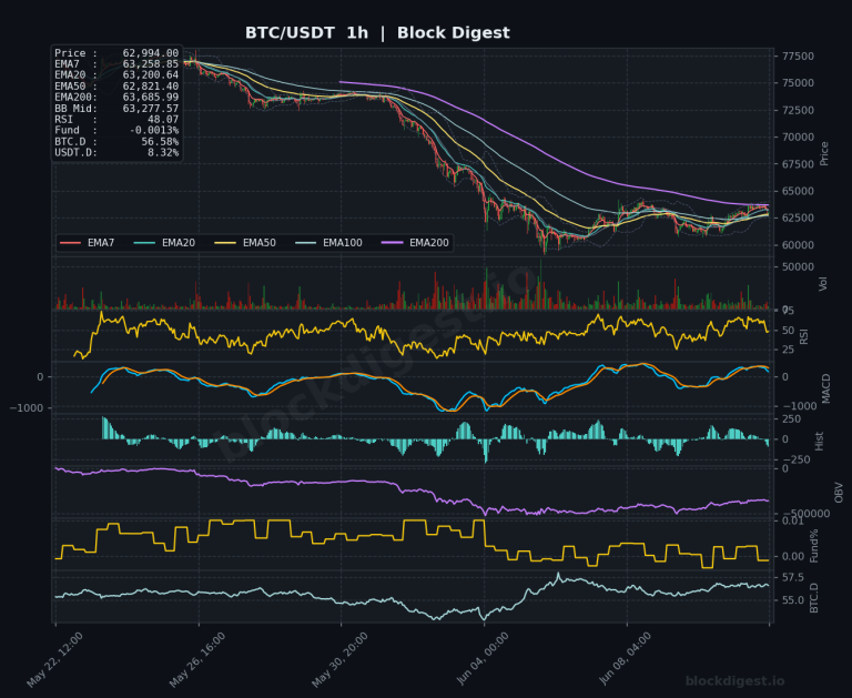 BTC/USDT 1-Hour Chart — Block Digest