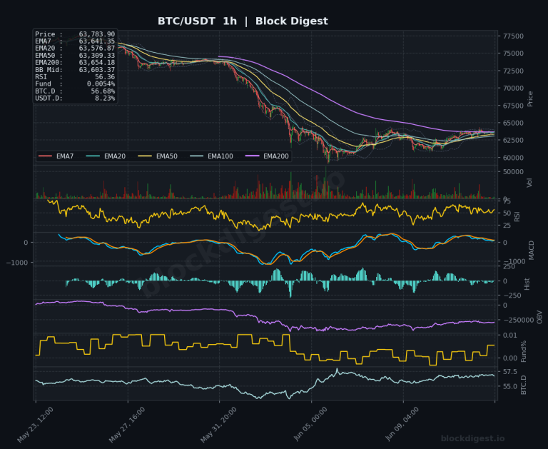BTC/USDT 1-Hour Chart — Block Digest