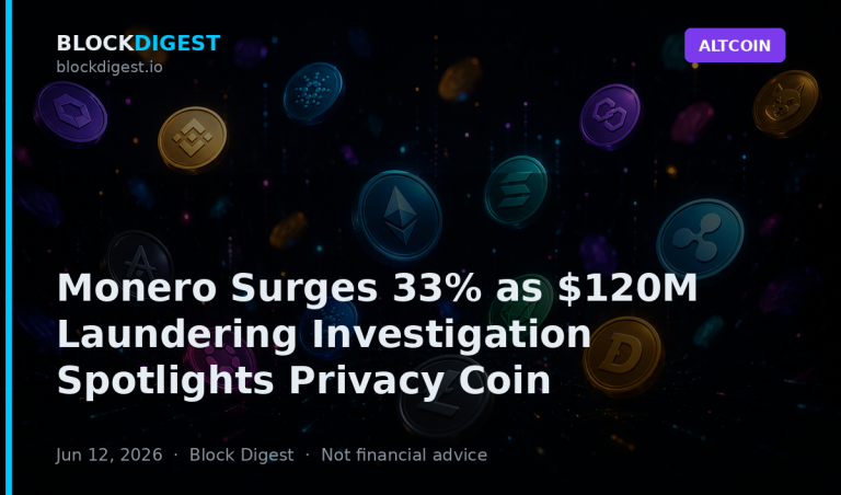 Monero Surges 33% as $120M Laundering Investigation Spotlights Privacy Coin Crackdown