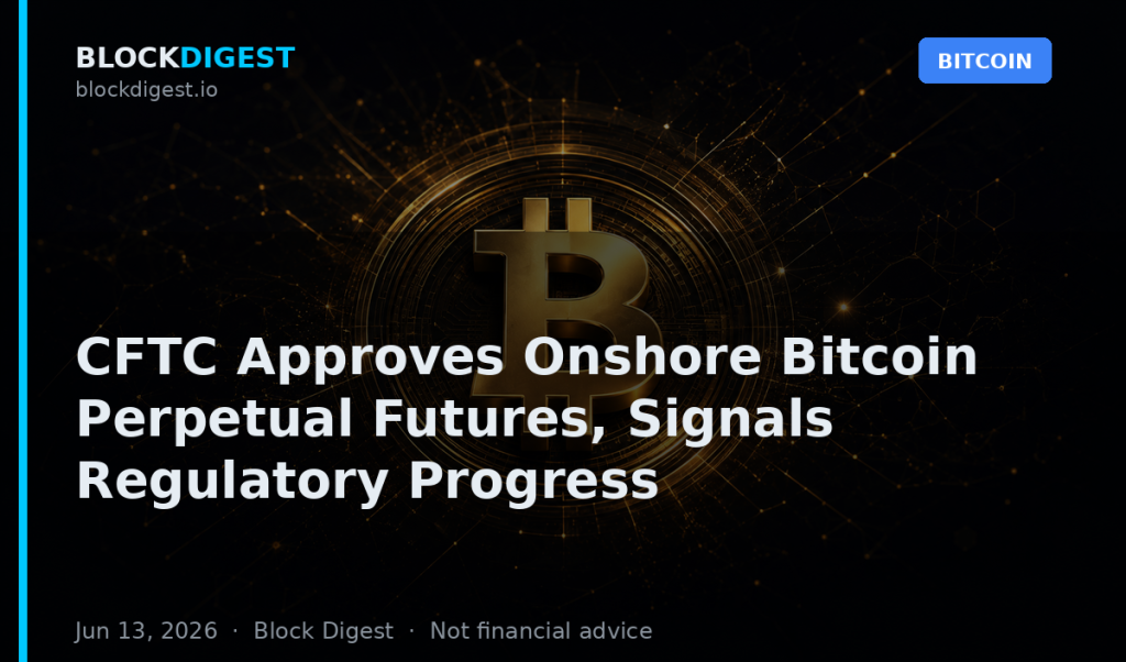 CFTC Approves Onshore Bitcoin Perpetual Futures, Signals Regulatory Progress