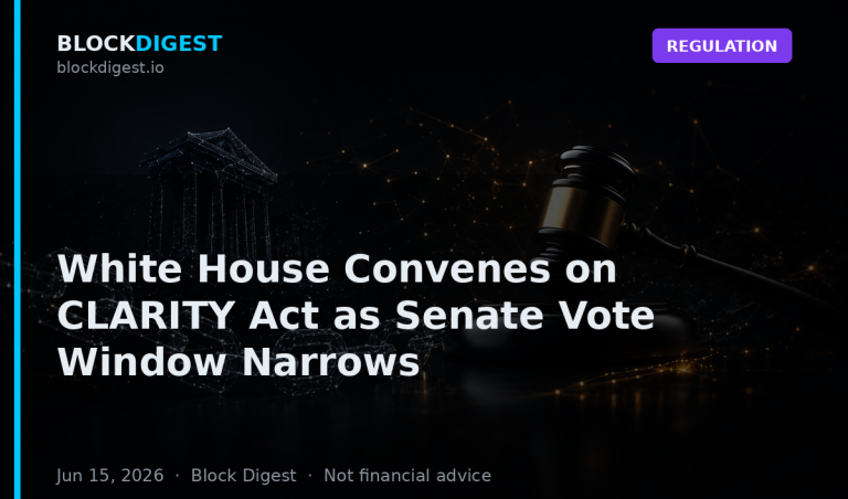 White House Convenes on CLARITY Act as Senate Vote Window Narrows