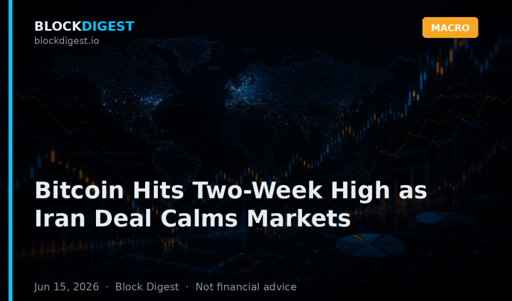 Bitcoin Hits Two-Week High as Iran Deal Calms Markets