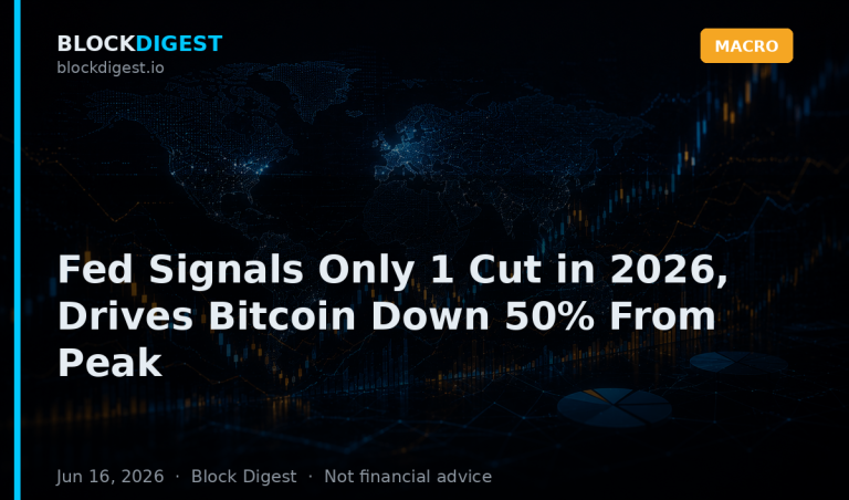 Fed Signals Only 1 Cut in 2026, Drives Bitcoin Down 50% From Peak