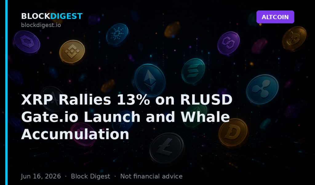 XRP Rallies 13% on RLUSD Gate.io Launch and Whale Accumulation