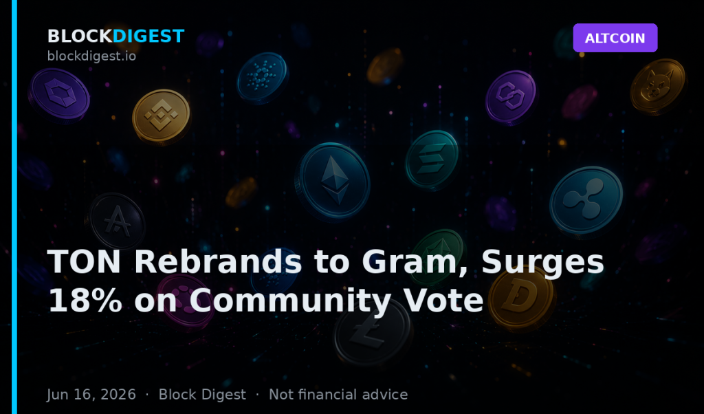 TON Rebrands to Gram, Surges 18% on Community Vote