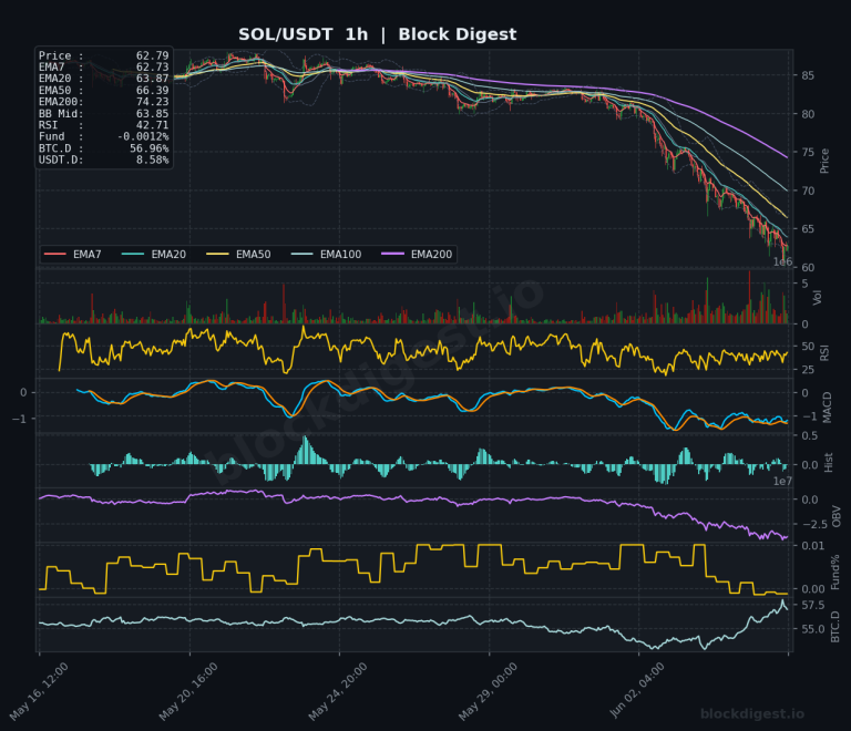 SOL/USDT 1-Hour Chart — Block Digest