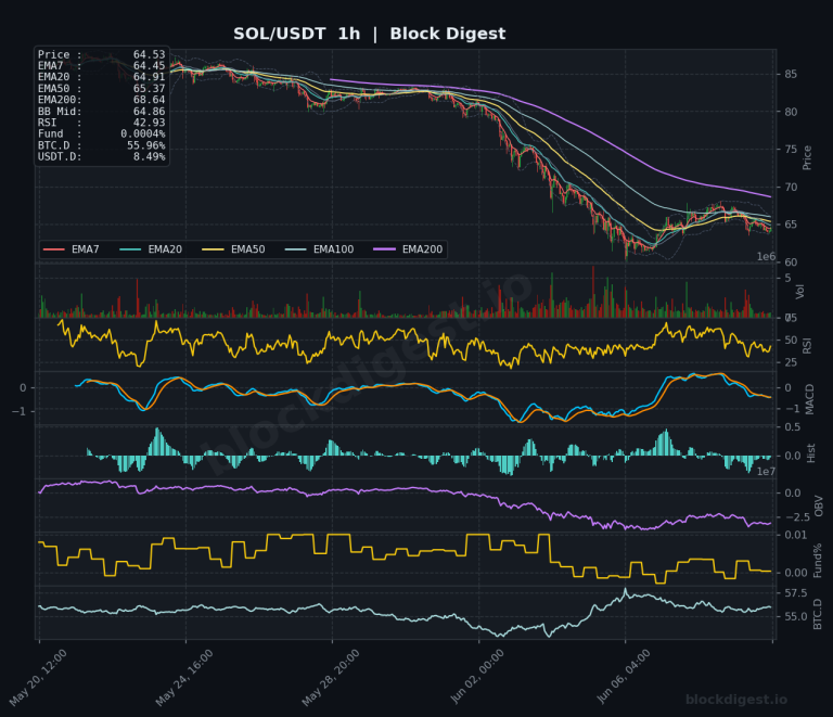 SOL/USDT 1-Hour Chart — Block Digest