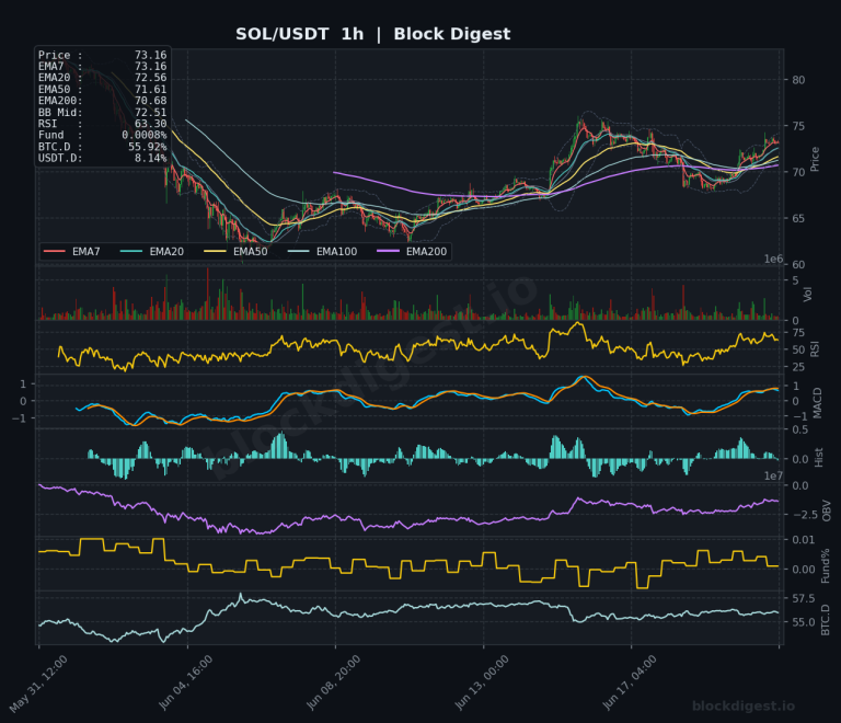 SOL/USDT 1-Hour Chart — Block Digest