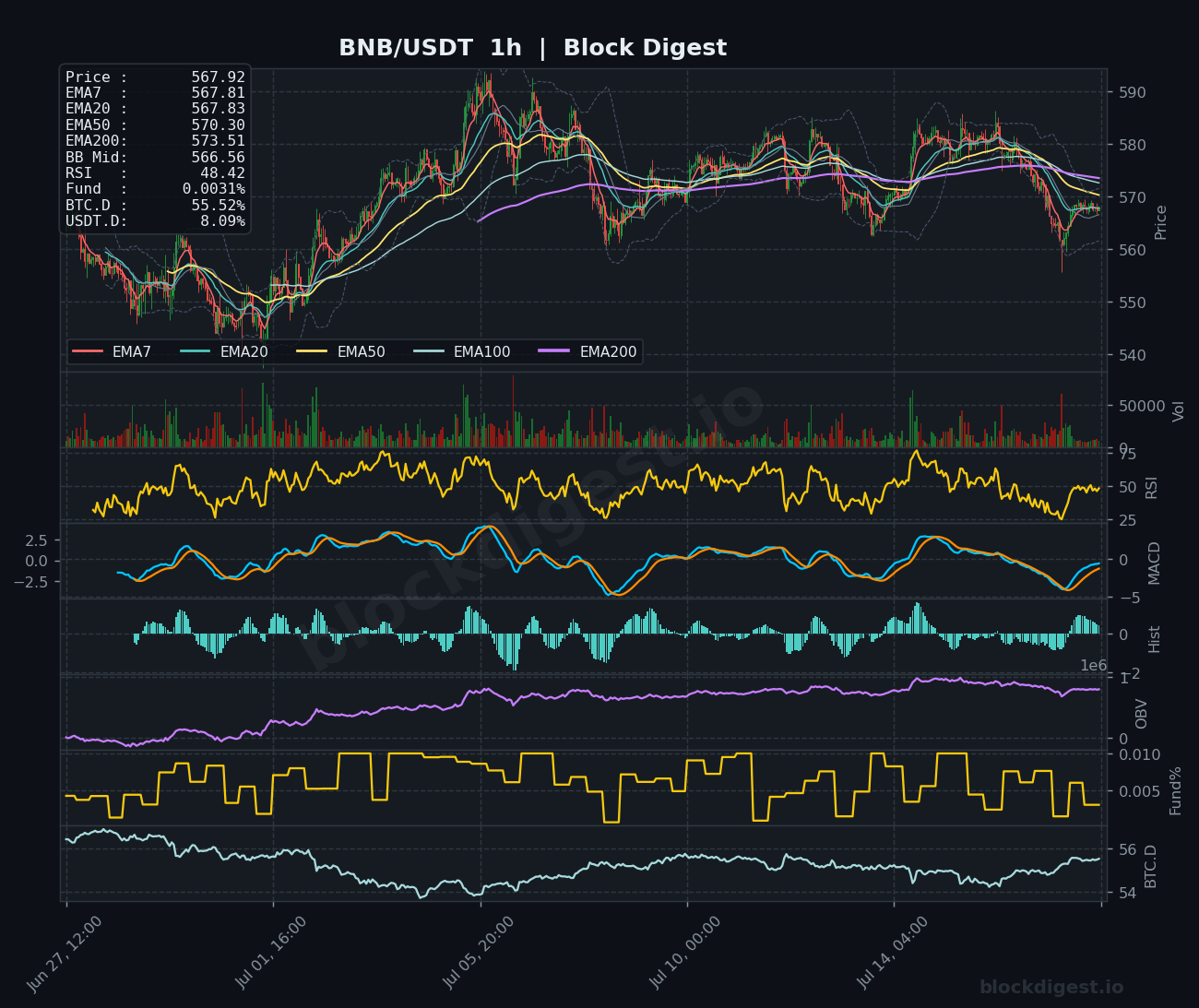 BNB/USDT 1-Hour Chart — Block Digest