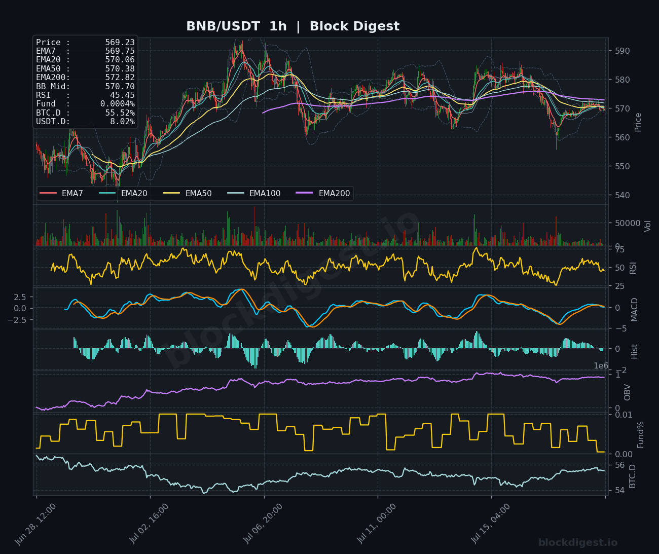 BNB/USDT 1-Hour Chart — Block Digest