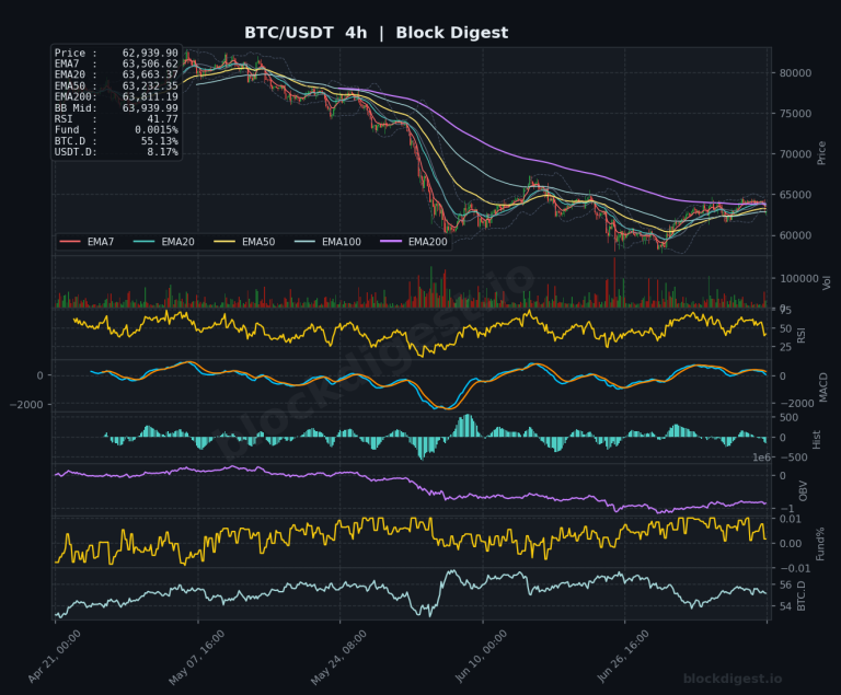 BTC/USDT 4-Hour Chart — Block Digest