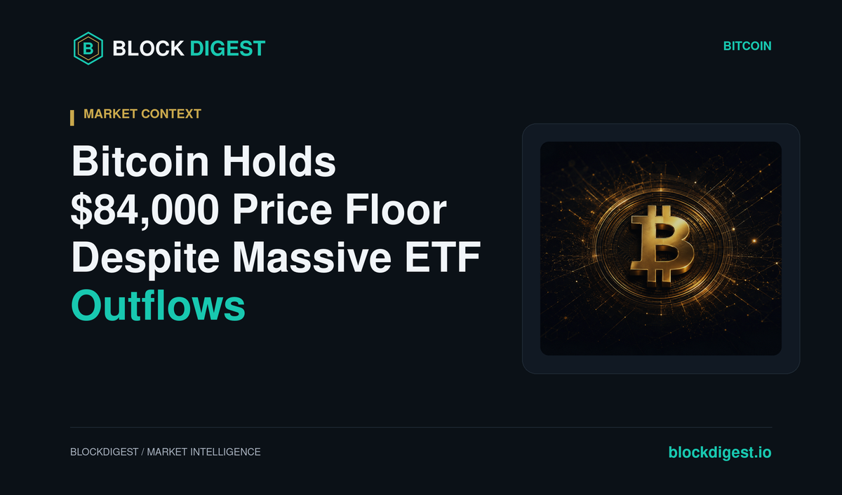 Bitcoin Holds $84,000 Price Floor Despite Massive ETF Outflows