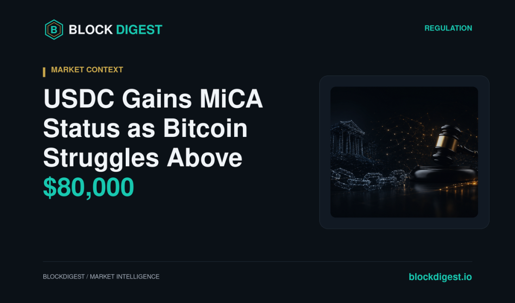 USDC Gains MiCA Status as Bitcoin Struggles Above $80,000