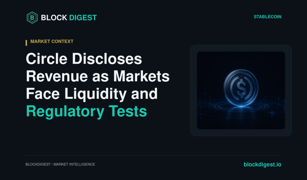 Circle Discloses Revenue as Markets Face Liquidity and Regulatory Tests