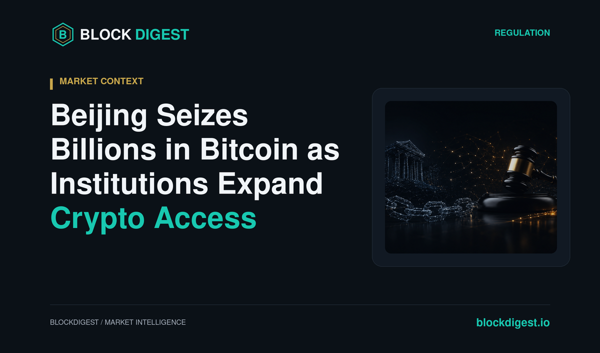 Beijing Seizes Billions in Bitcoin as Institutions Expand Crypto Access