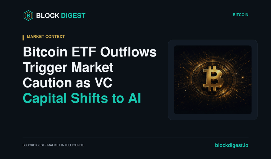 Bitcoin ETF Outflows Trigger Market Caution as VC Capital Shifts to AI