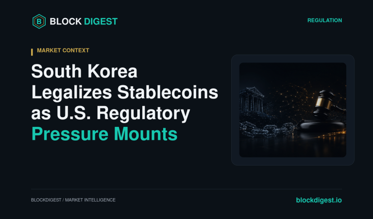 South Korea Legalizes Stablecoins as U.S. Regulatory Pressure Mounts