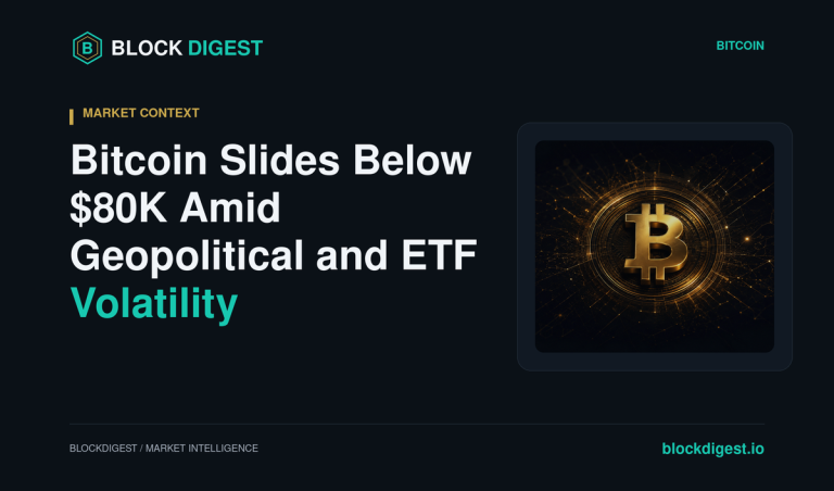 Bitcoin Slides Below $80K Amid Geopolitical and ETF Volatility