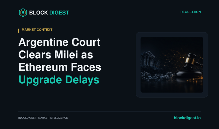 Argentine Court Clears Milei as Ethereum Faces Upgrade Delays