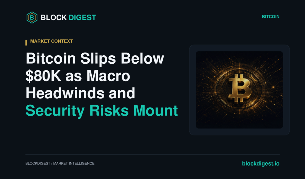Bitcoin Slips Below $80K as Macro Headwinds and Security Risks Mount